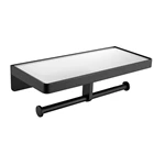 Matte black Chrome Double Paper Holder With Shelf 8211B