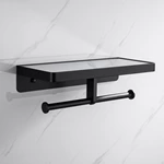 Matte black Chrome Double Paper Holder With Shelf 8211B