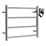 Polished Chrome Gunmetal Electric Wall Mounted Heated Towel Rack 4 Bar