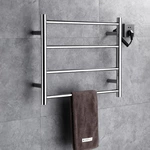 Polished Chrome Gunmetal Electric Wall Mounted Heated Towel Rack 4 Bar