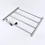 Polished Chrome Gunmetal Electric Wall Mounted Heated Towel Rack 4 Bar