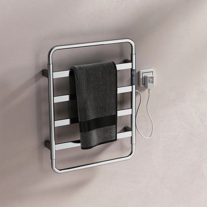 Brushed Nickel Eelectric Heated Towel Rack 4 Bar
