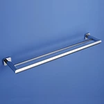 Bathroom Modern Wall-mounted Square Chrome Plated Double Towel Rail