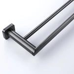 Bathroom Brass Square Bathroom Double Towel Rail Gunmetal