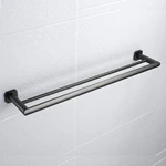 Bathroom Brass Square Bathroom Double Towel Rail Gunmetal