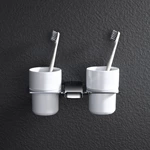 Wall Mounted Bathroom Zinc Alloy Double Tumbler Holder With Chrome 1902CR