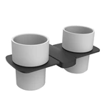 Wall Mounted Bathroom Zinc Alloy Double Tumbler Holder With Matte Black