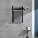 Bathroom Matte Black Square Heated Towel Rail With 11 Bar