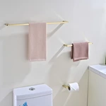 Bathroom brushed brass single towel rail