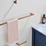 Bathroom brushed brass single towel rail